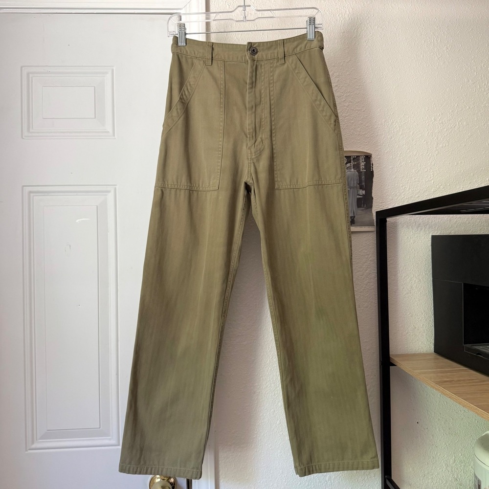P&CO olive‎ green utility work chore high rise straight leg cotton pants